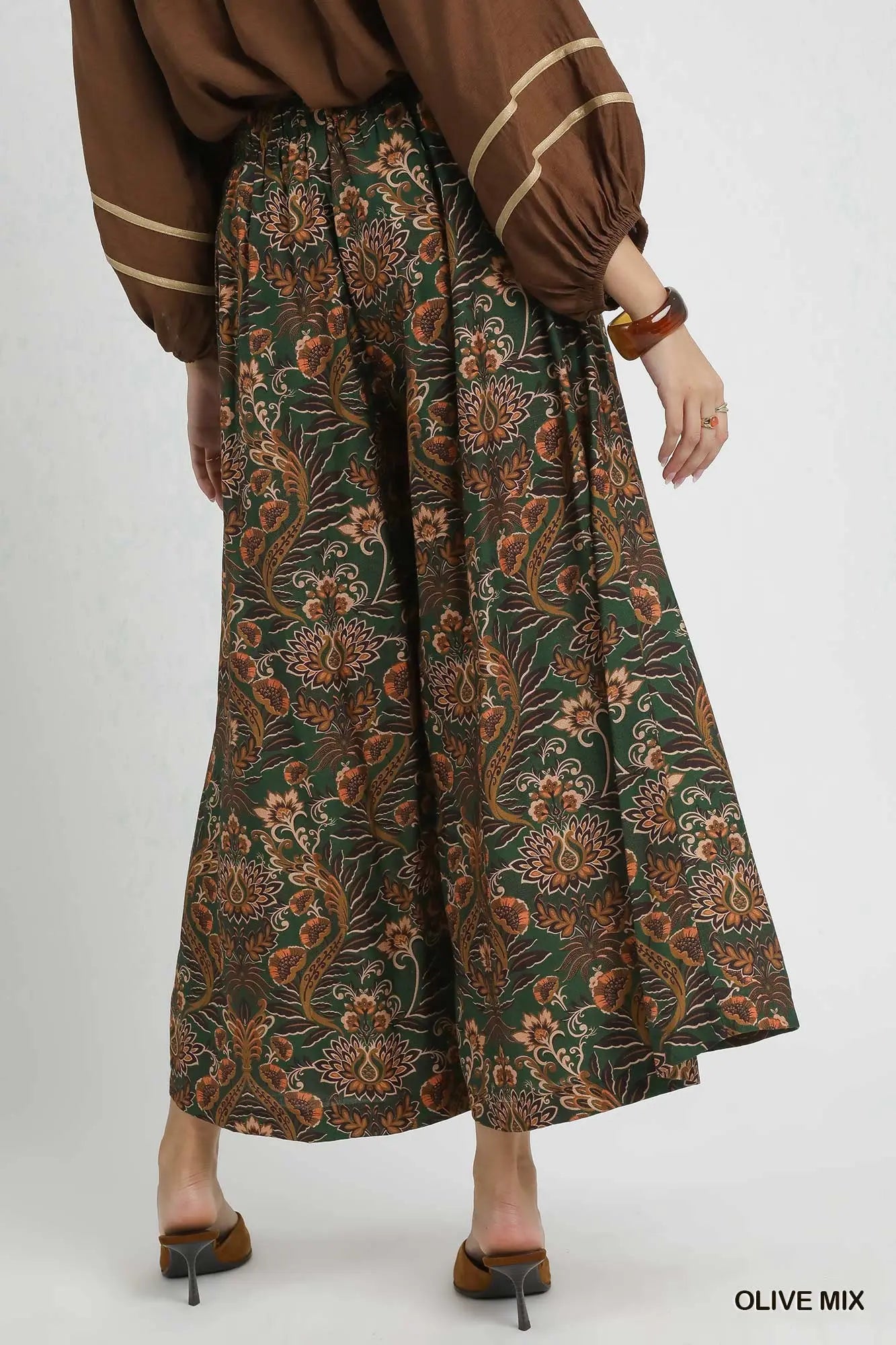 Umgee Printed Wide Leg Crops