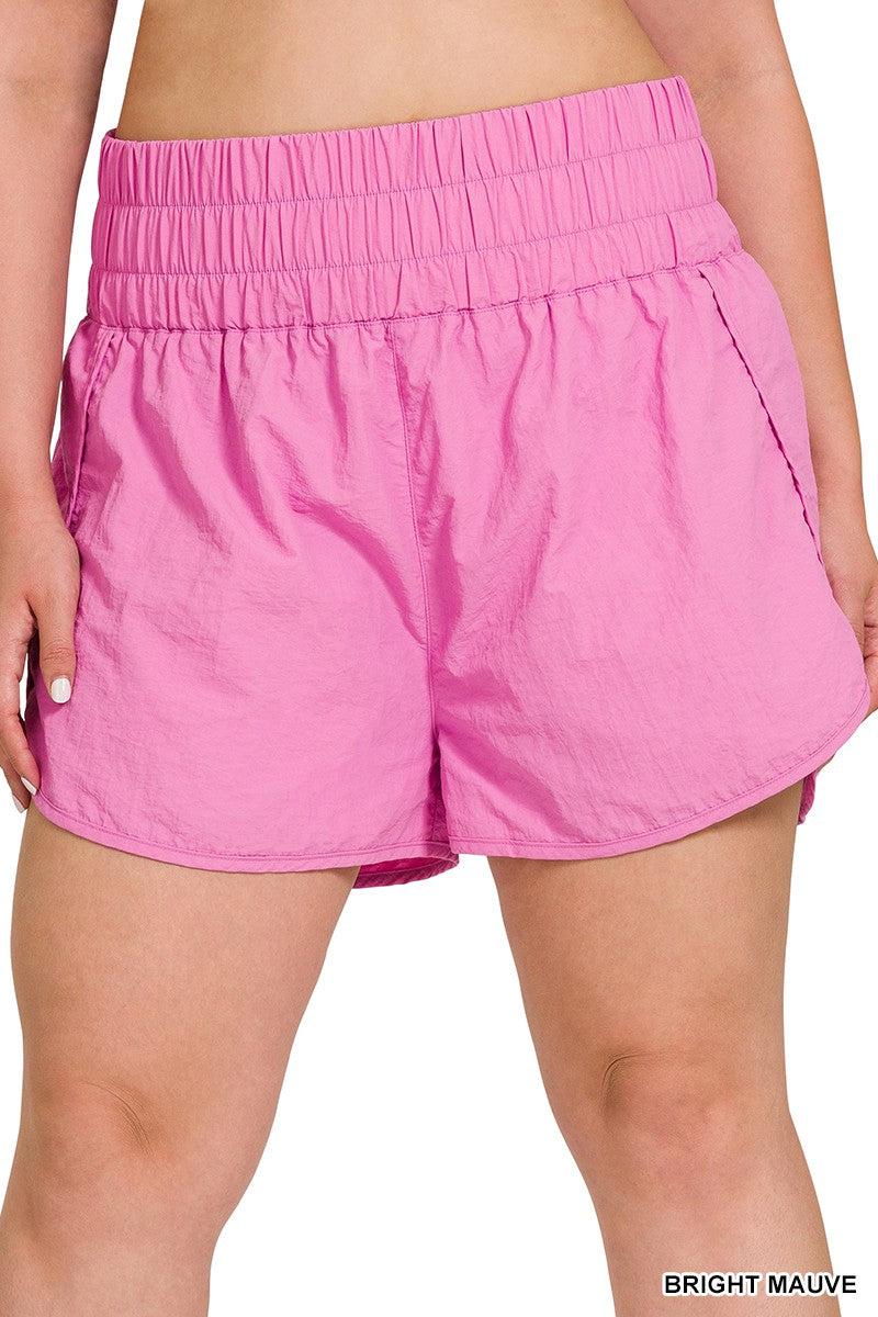 Smocked Waistband Running Shorts Plus Size
