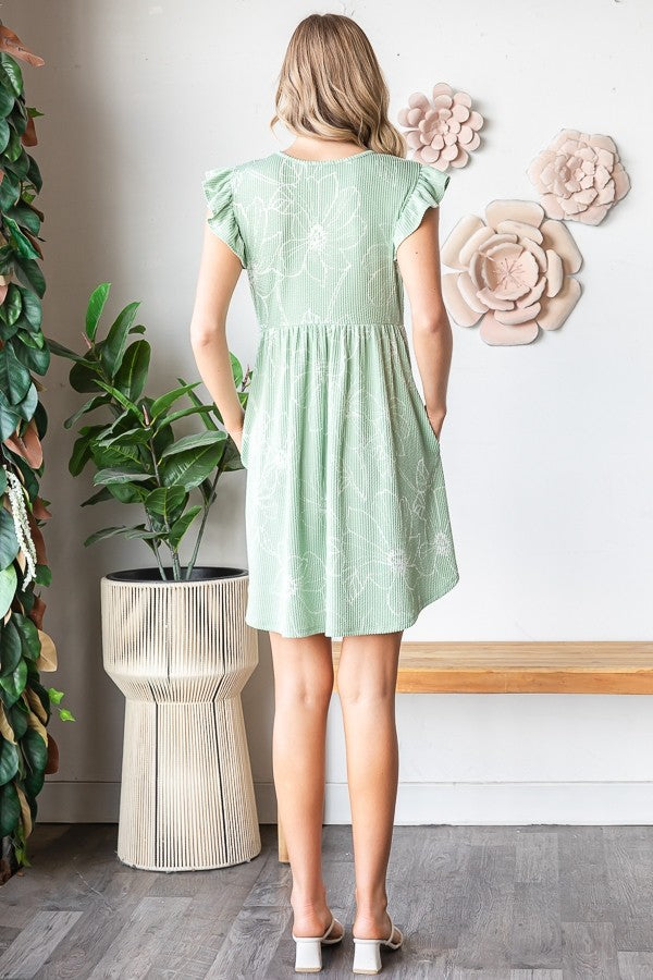 Ribbed Floral Dress Plus Size