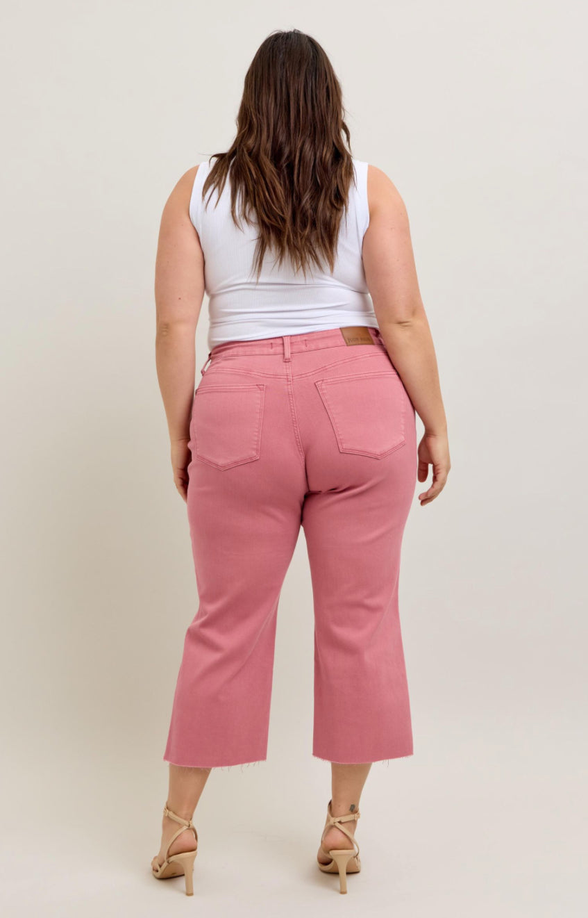Judy Blue Rose Wide Leg Crops Plus Size