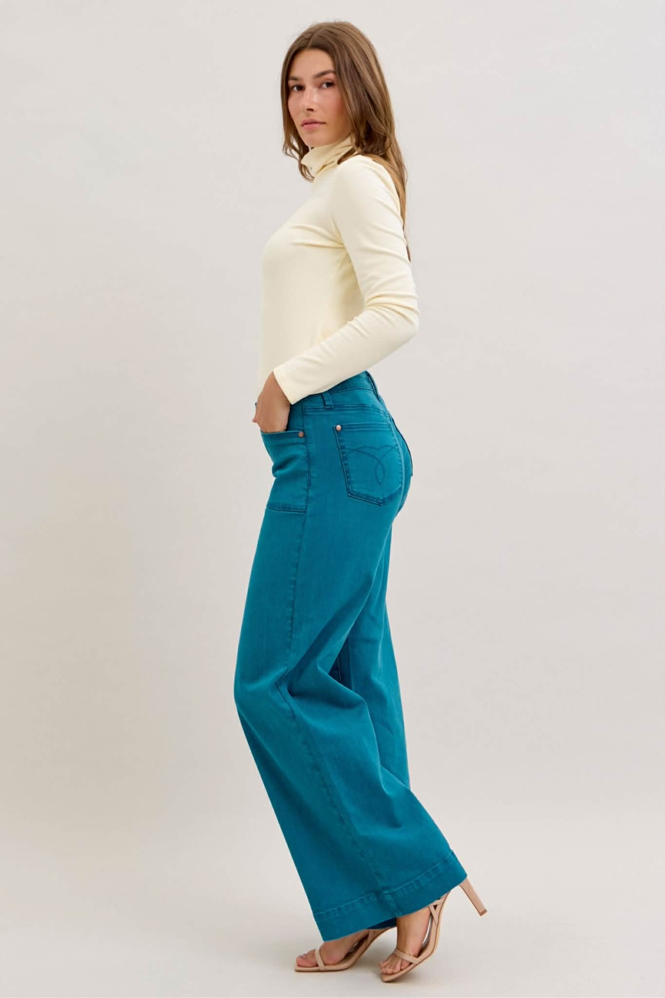 Judy Blue Teal Utility Wide