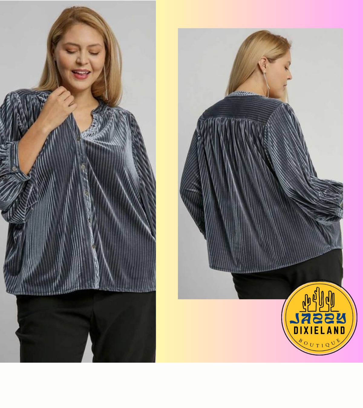 Umgee V-Notched Button Down Top