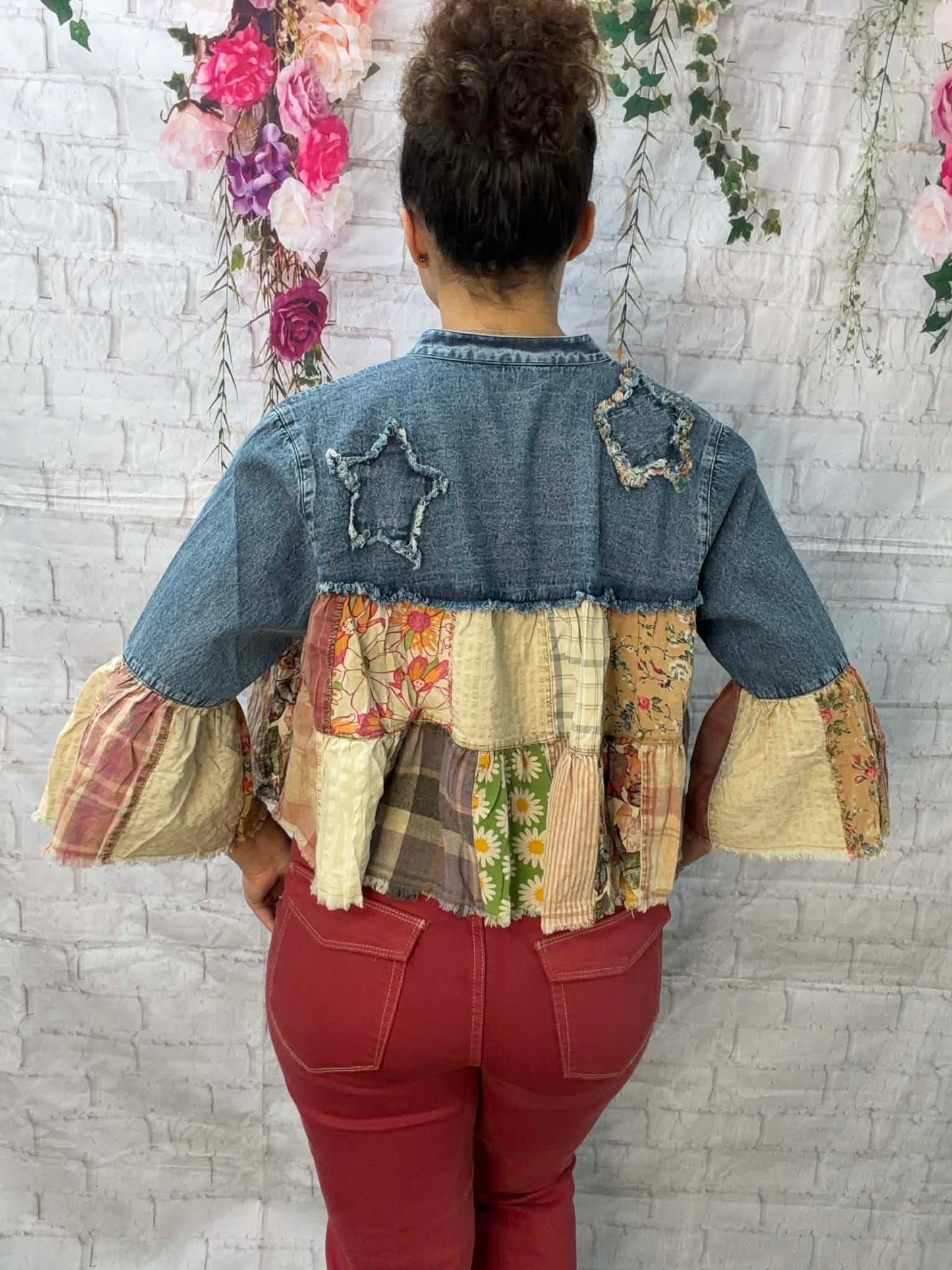 YOUNG THREADS DENIIM PATCHWORK JACKET