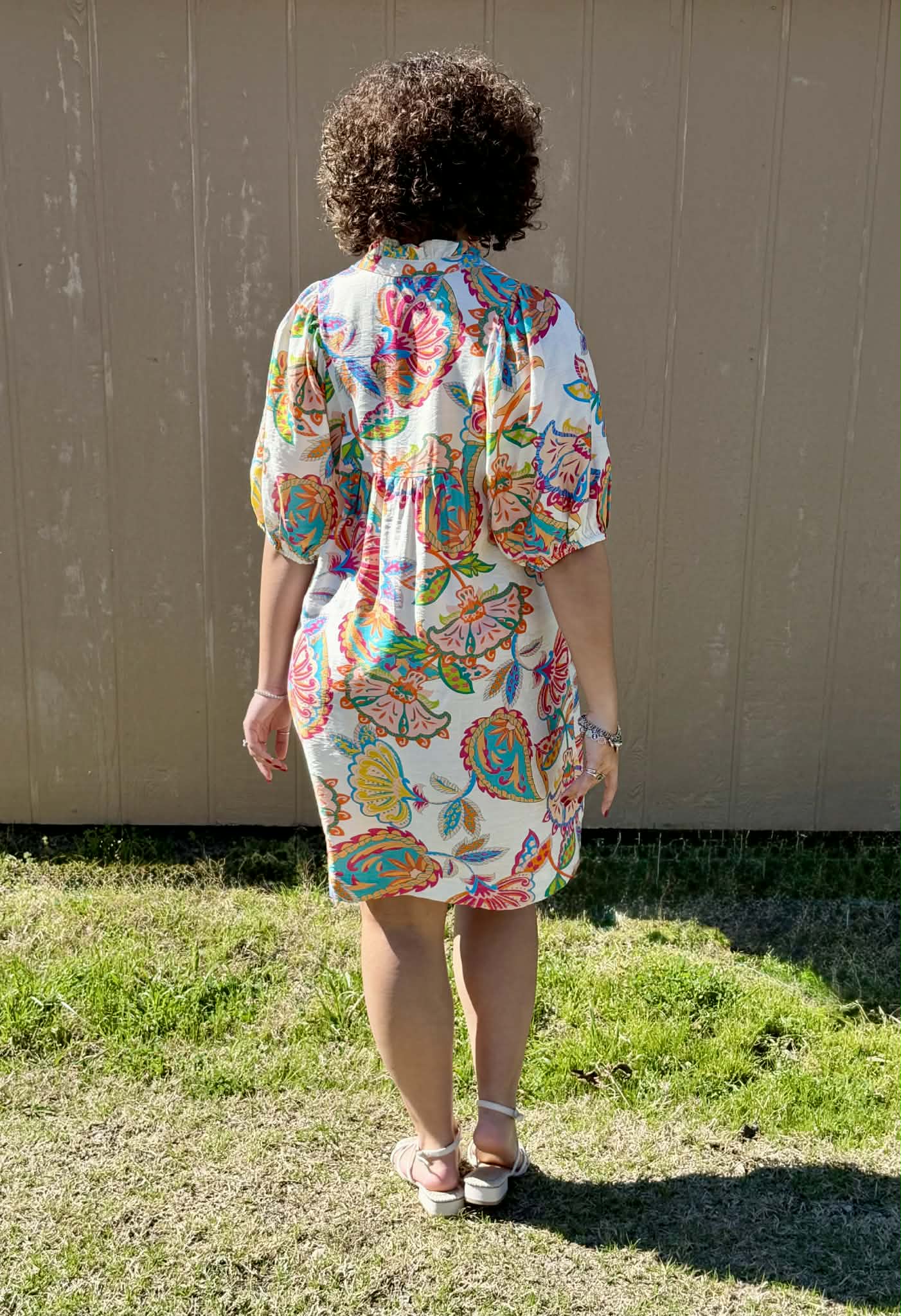 Umgee mixed paisley mini dress cream