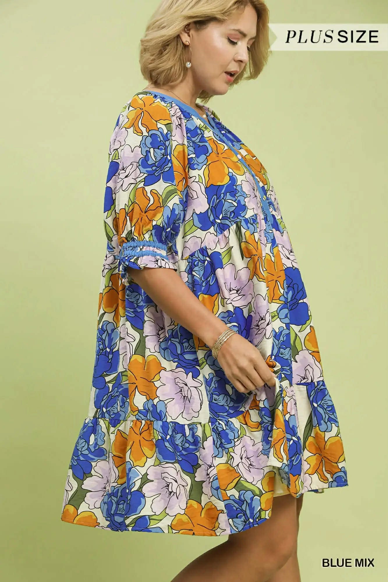 Umgee Plus Floral Tiered Babydoll Dress