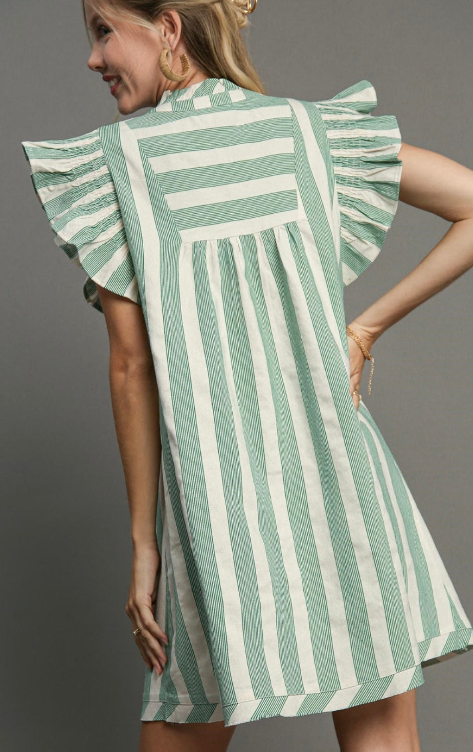 Umgee Sandstone Breeze Ruffle Sleeve Dress Plus Size