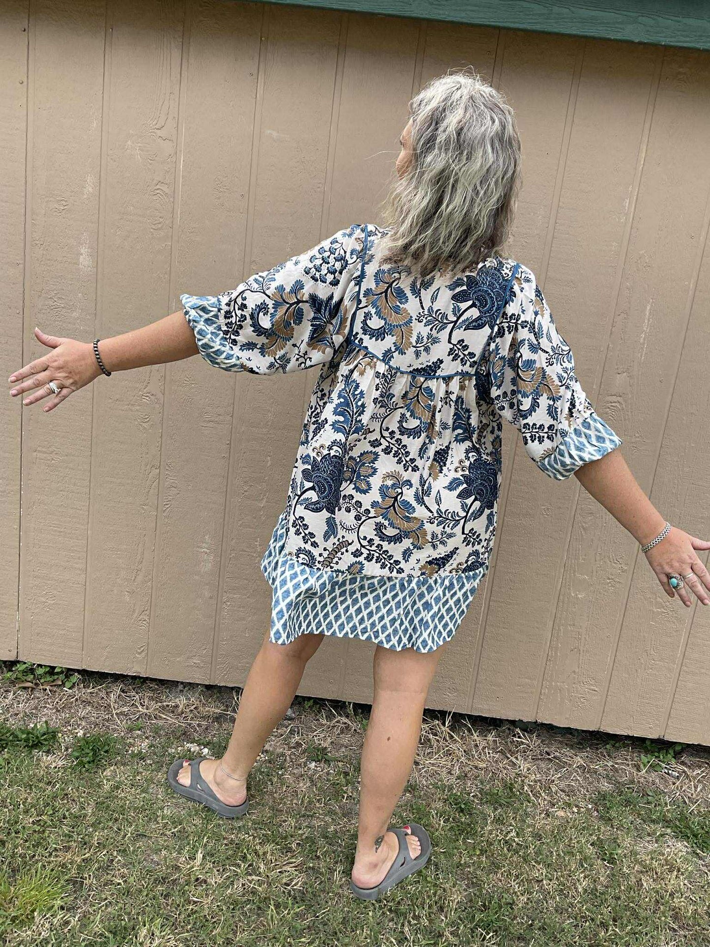 Umgee Blue Mix Dress Plus Size