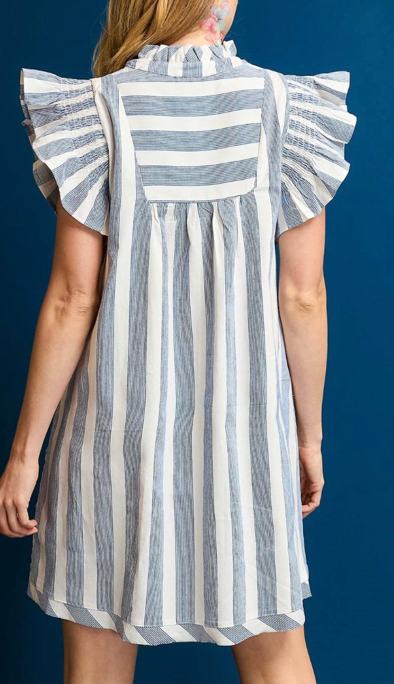 Umgee Sandstone Breeze Ruffle Sleeve Dress Plus Size