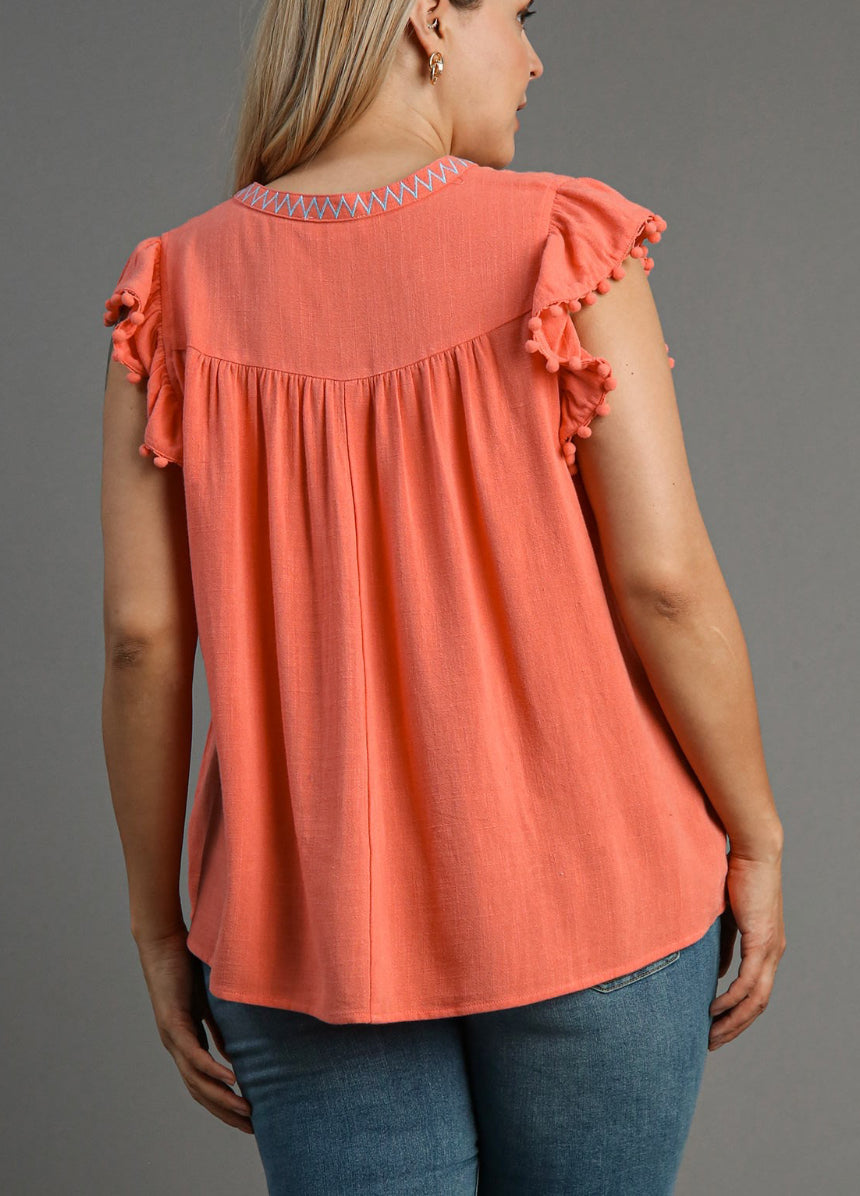 Umgee Linen Embroidery Top