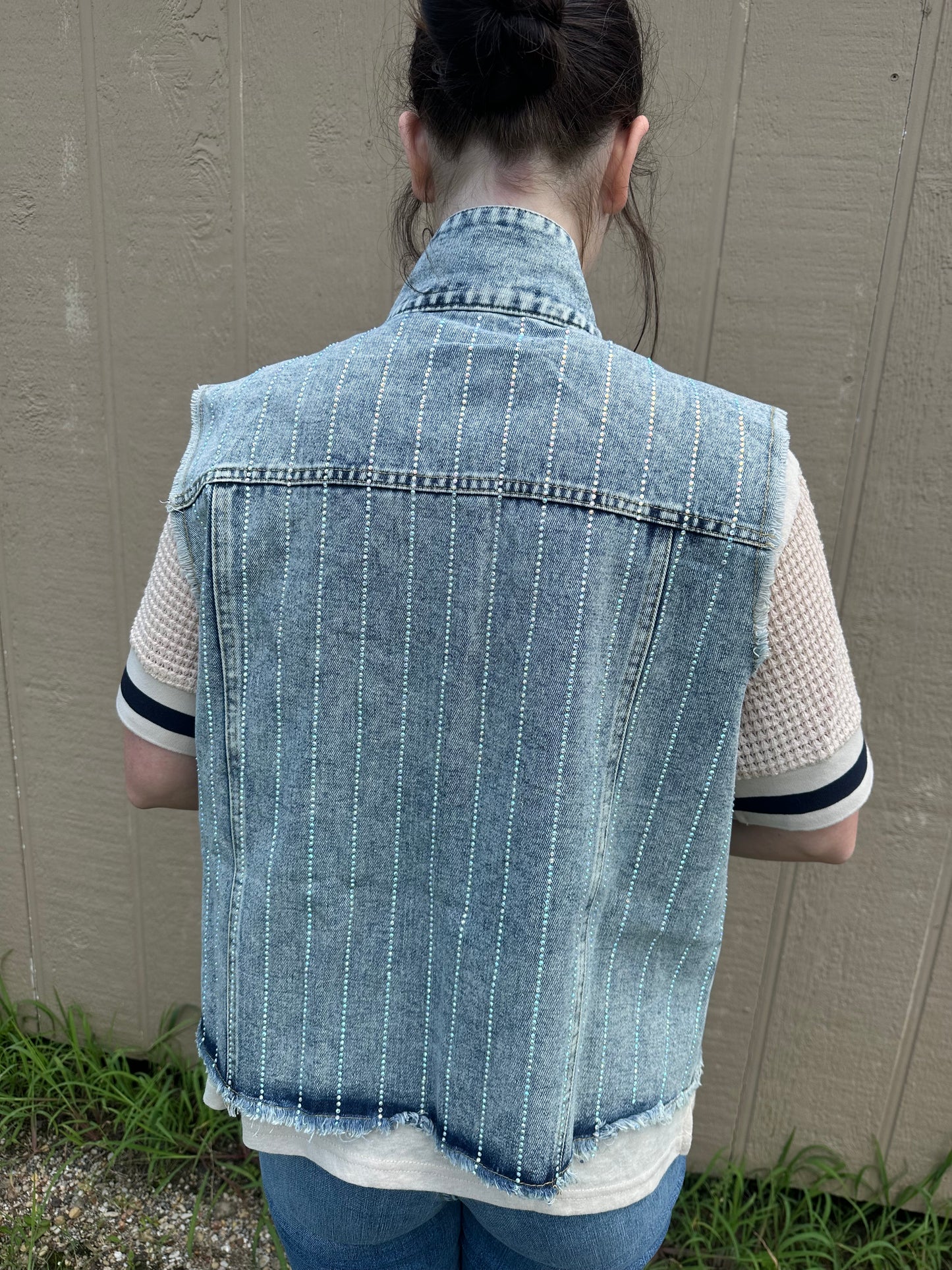 Denim Rhinestone Vest