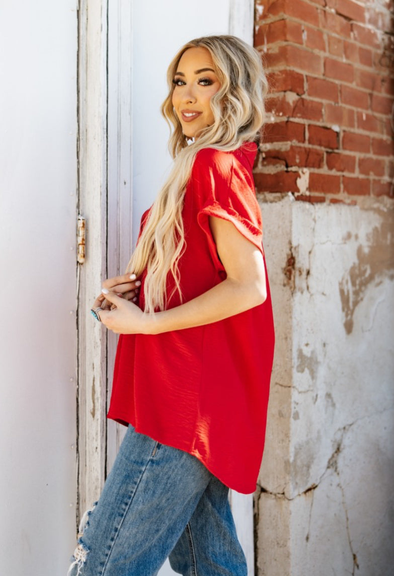 ANDREE by Unit Button Up Short Sleeve Plus Size