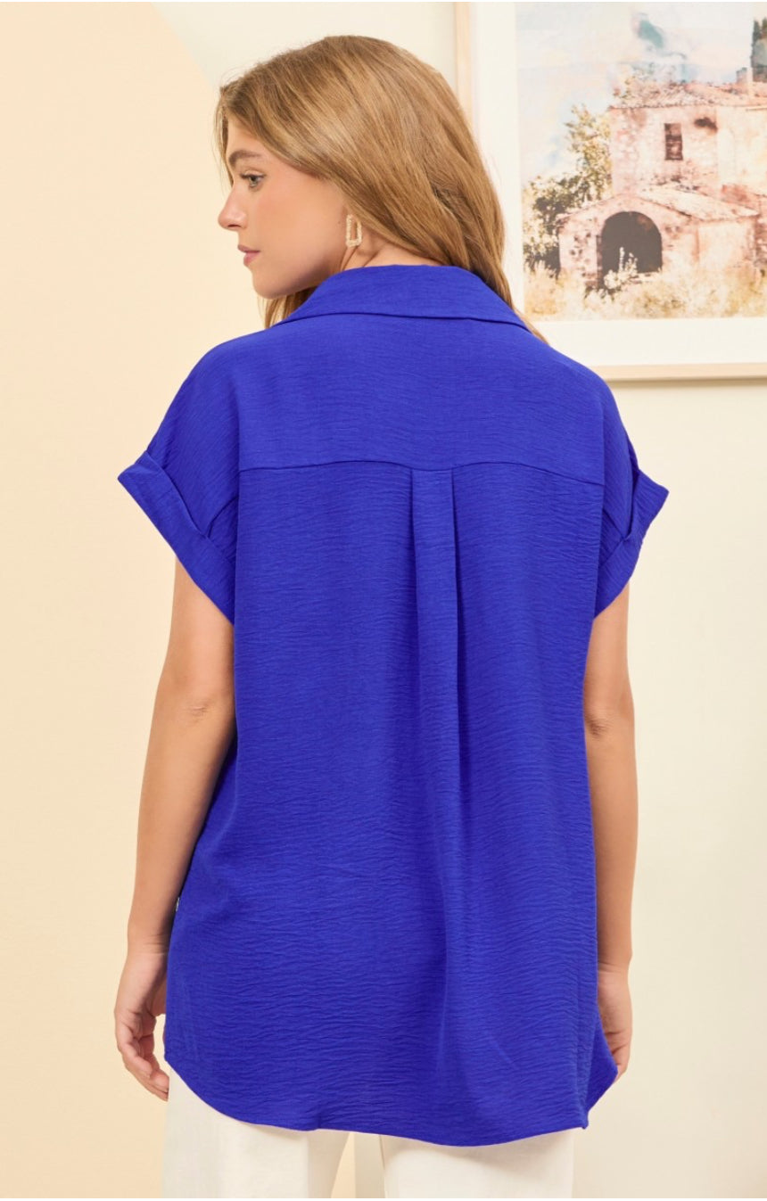 ANDREE by Unit Button Up Short Sleeve Plus Size