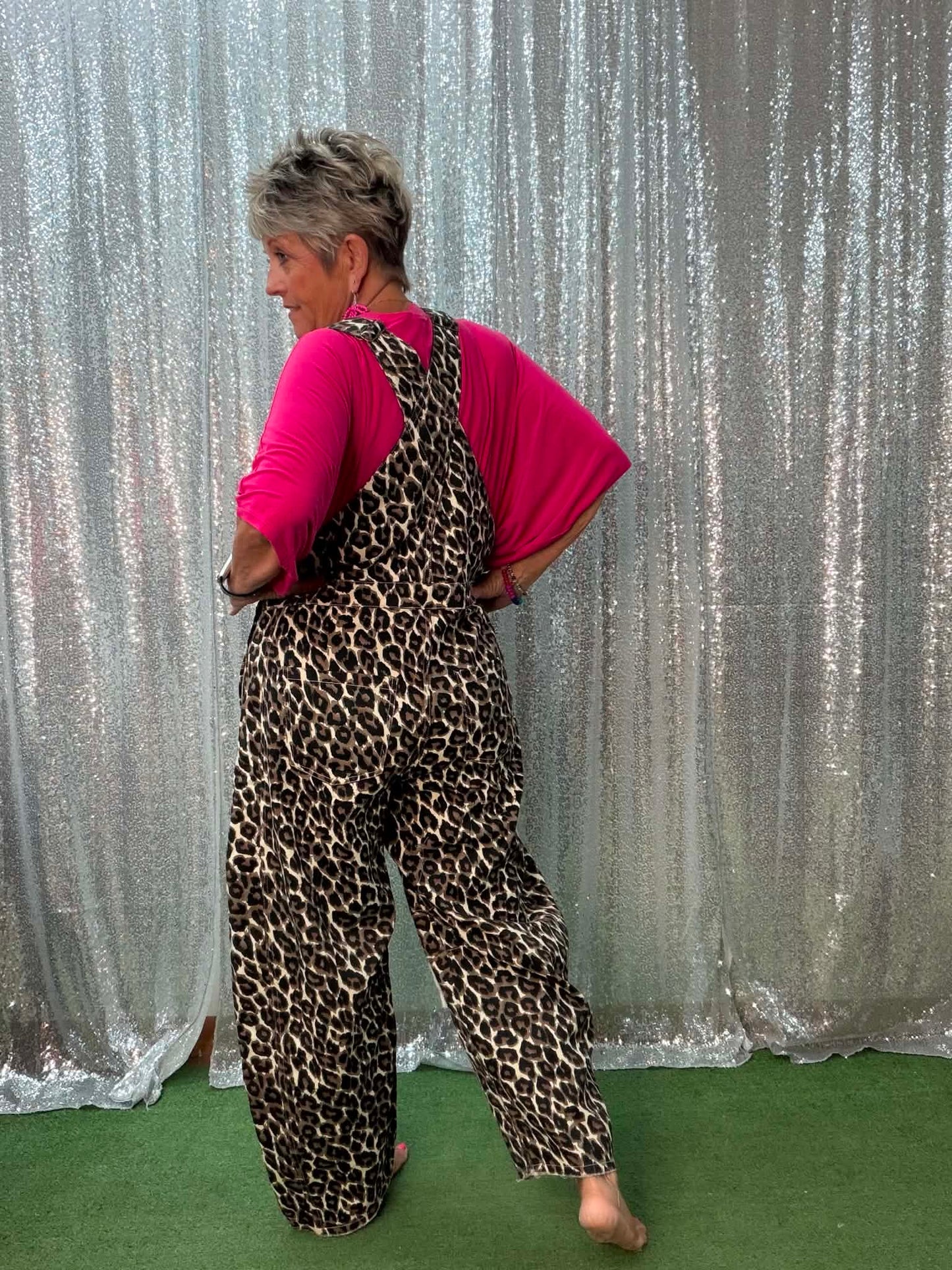 Oddi Leopard Mixed Media Overalls