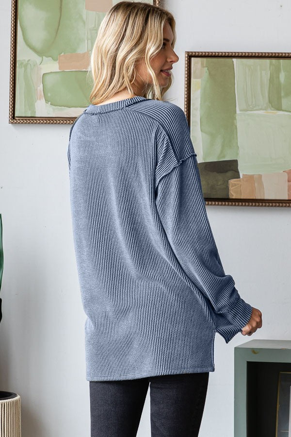 Solid Ribbed Long Sleeve