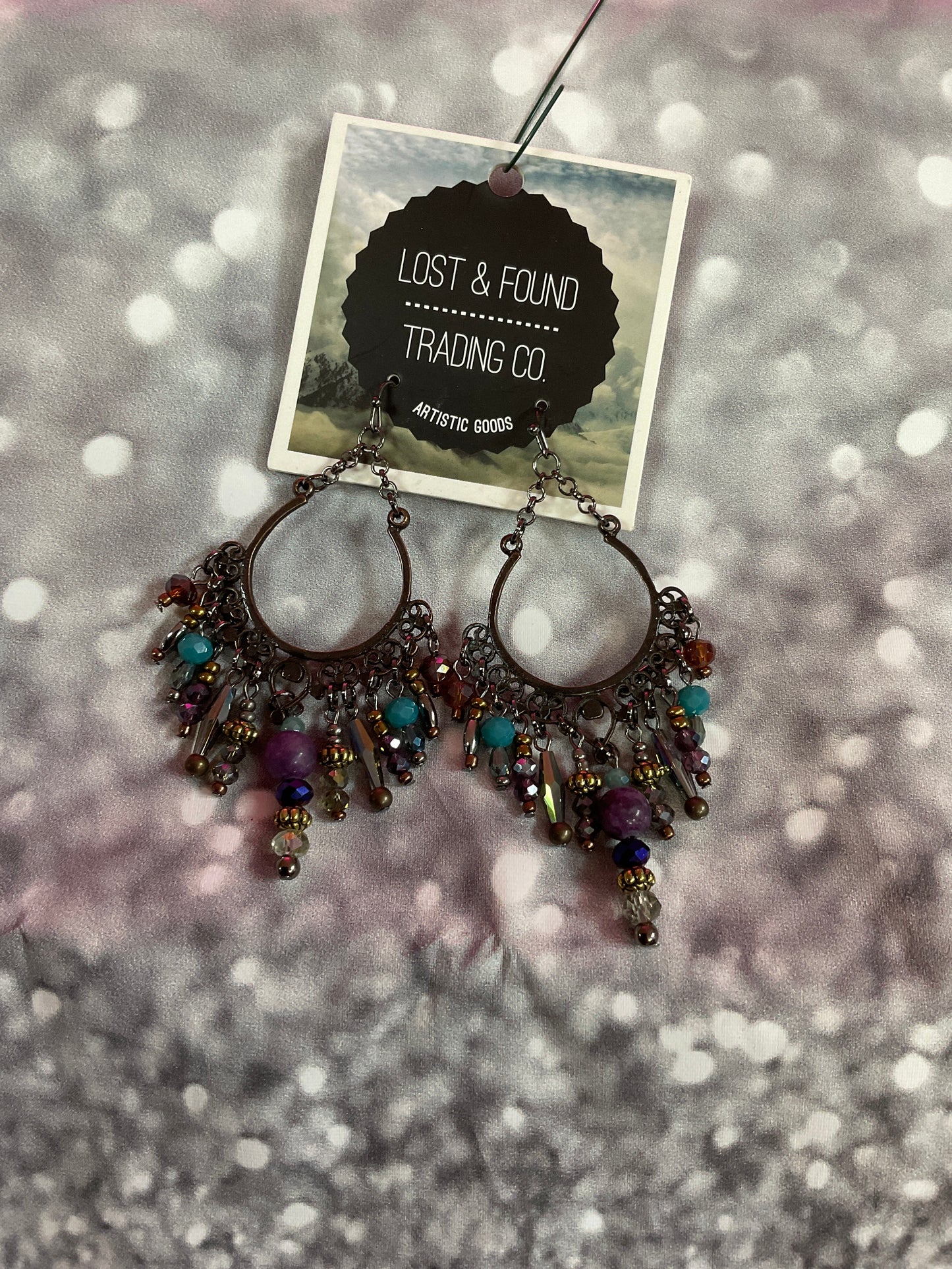 Lost & Found metal decorative hoop earrings