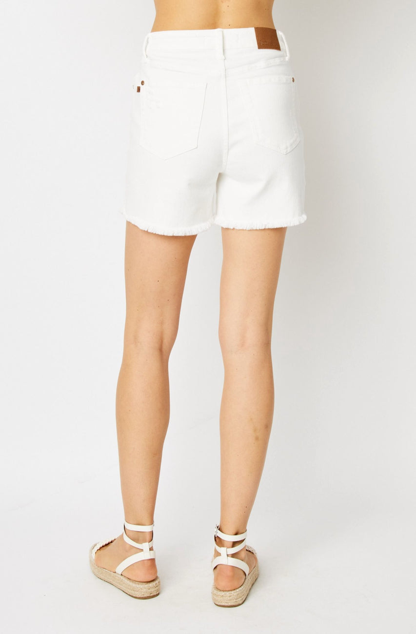 Judy Blue White Distressed Shorts