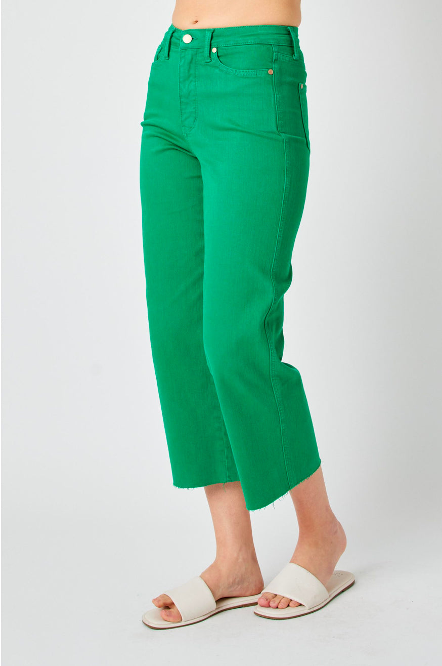 Judy Blue Green Wide Leg Crop Plus Size
