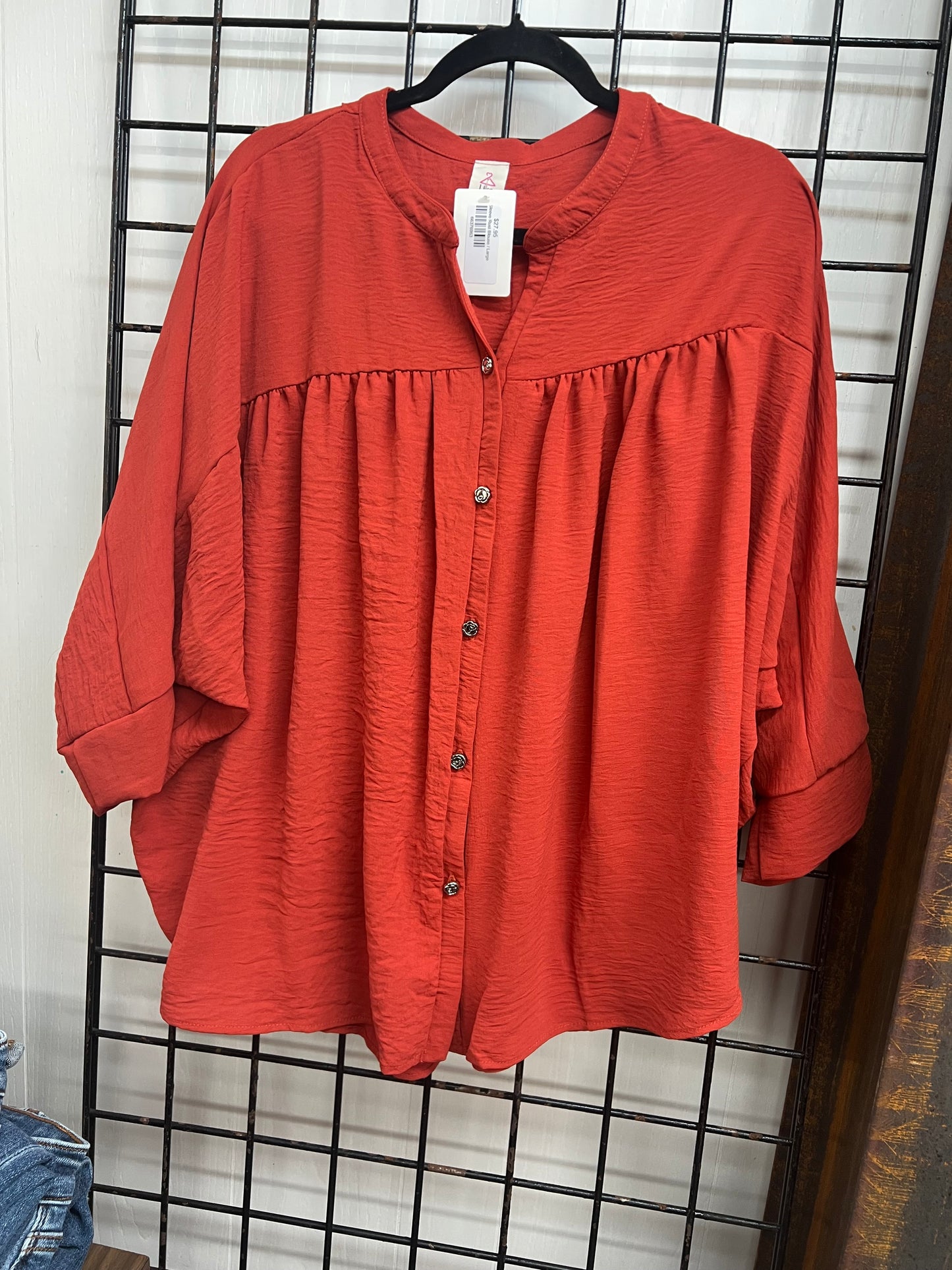 Half Sleeve Rust Blouse