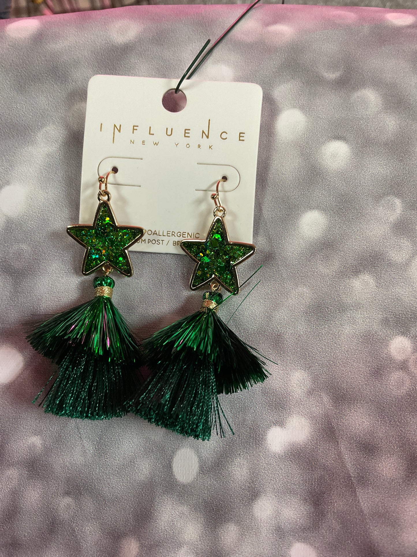 Green fashion earrings