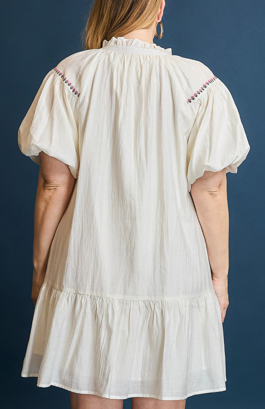 Umgee Boho Floral Embroidered Mini Dress