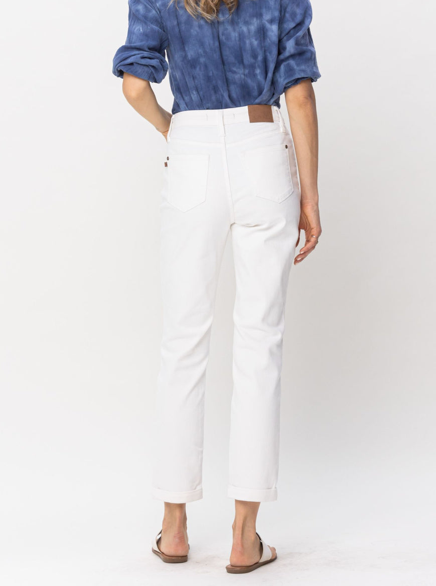 Judy Blue White Boyfriend Fit Jeans