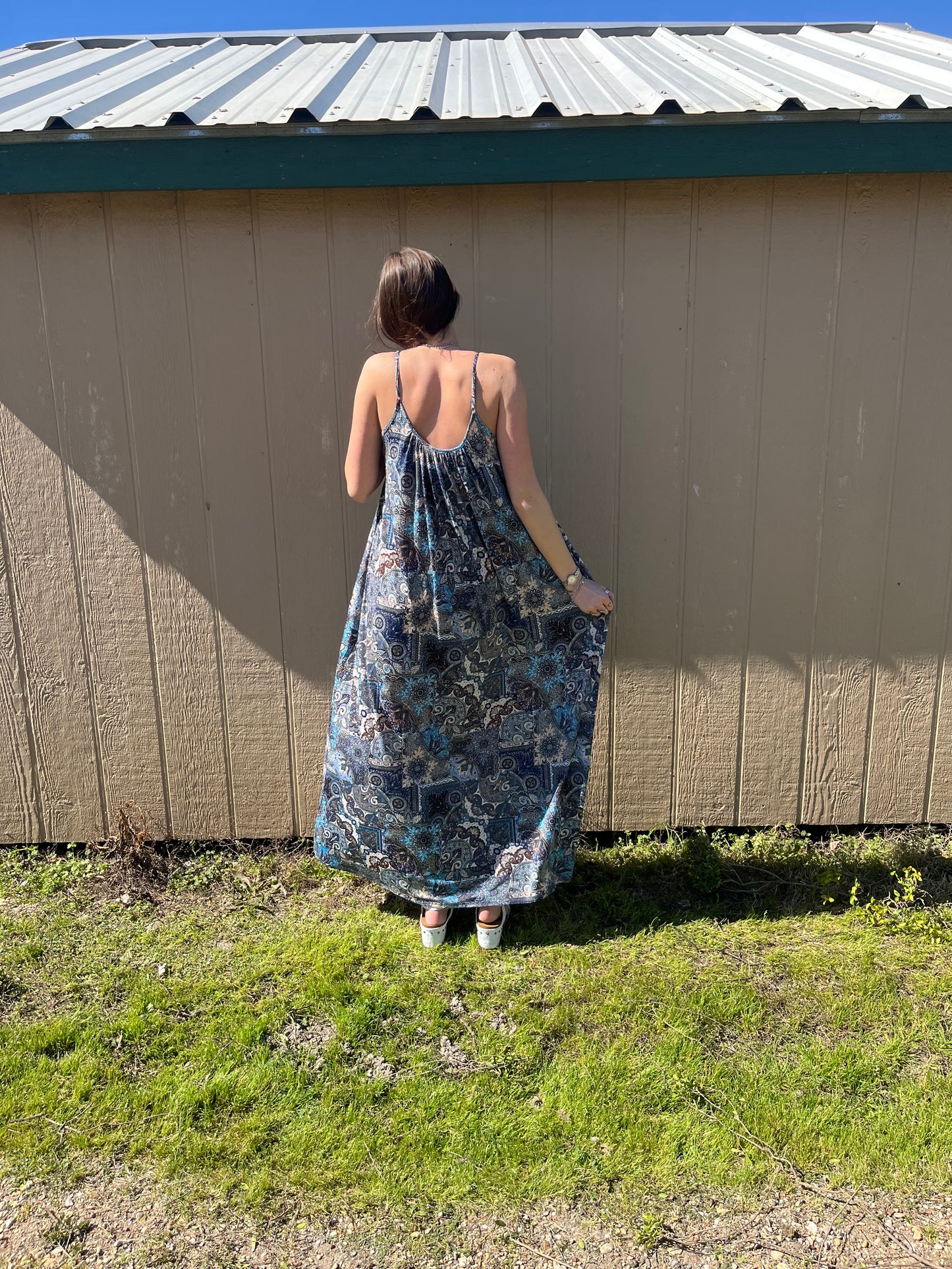 Blue Paisley Maxi Dress