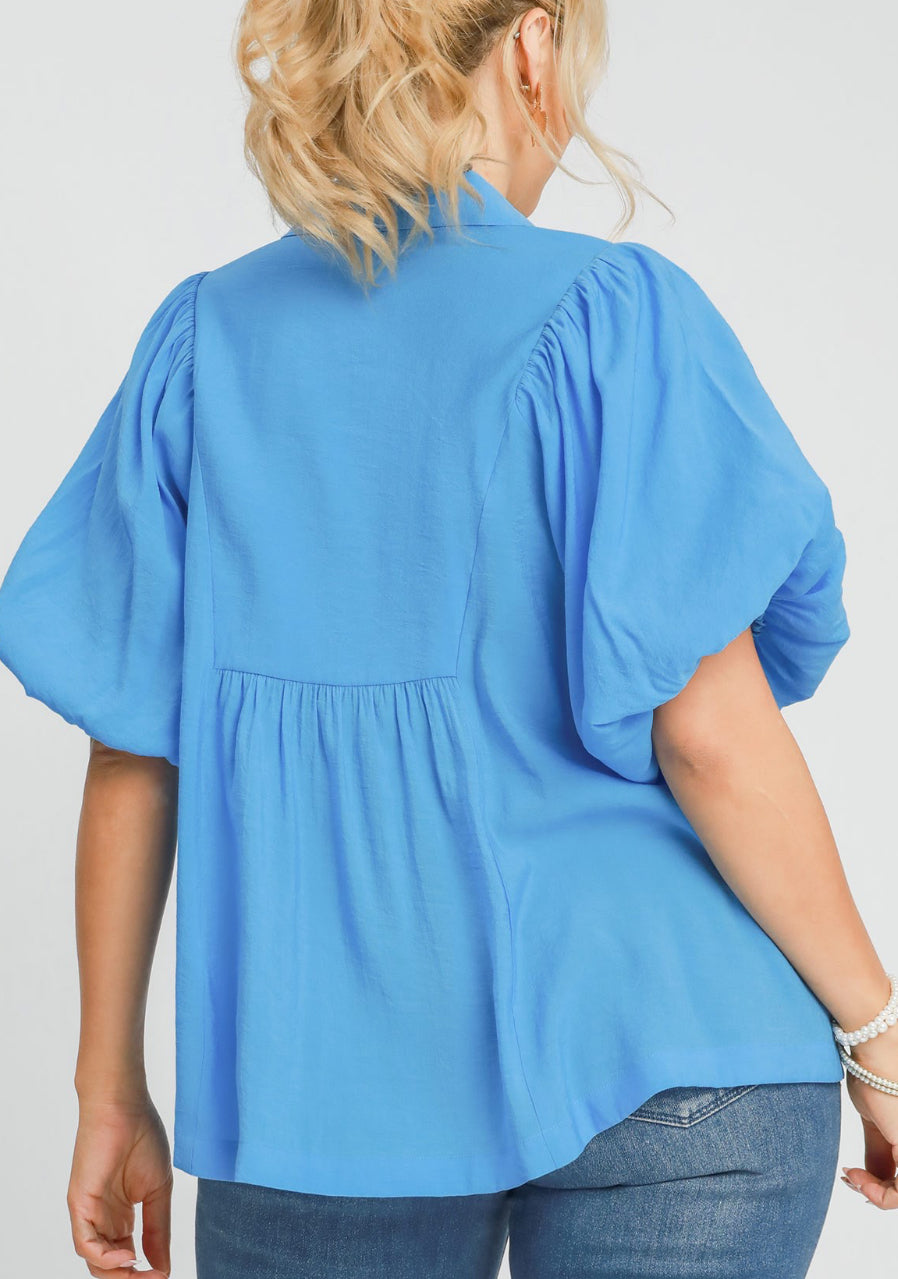 Plus Size Umgee Bubble Sleeve Blouse