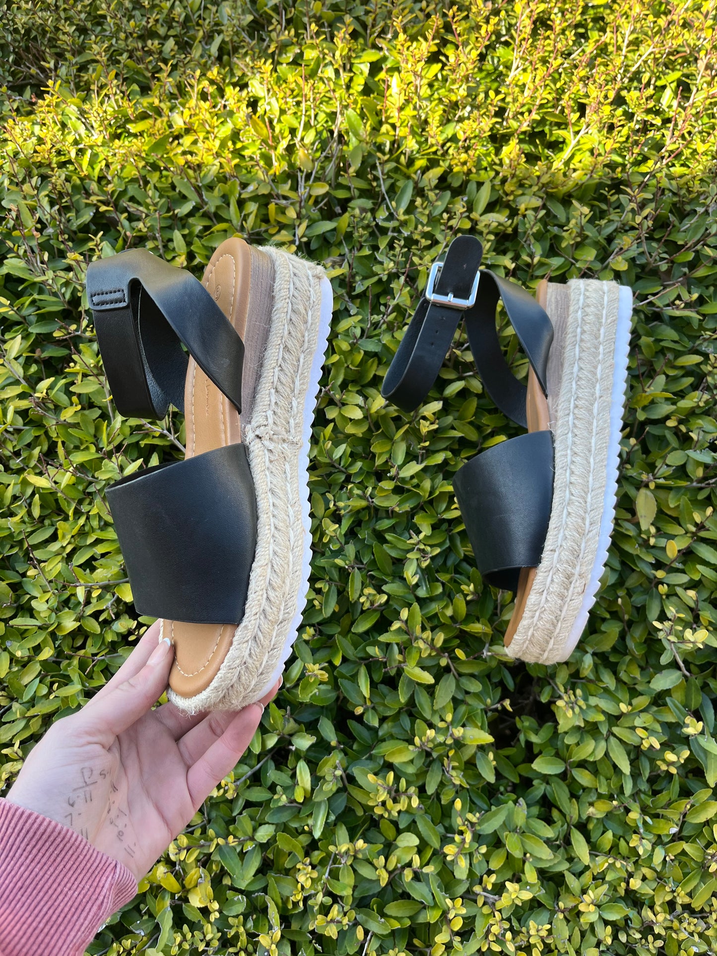 Burlap Platform Sandals