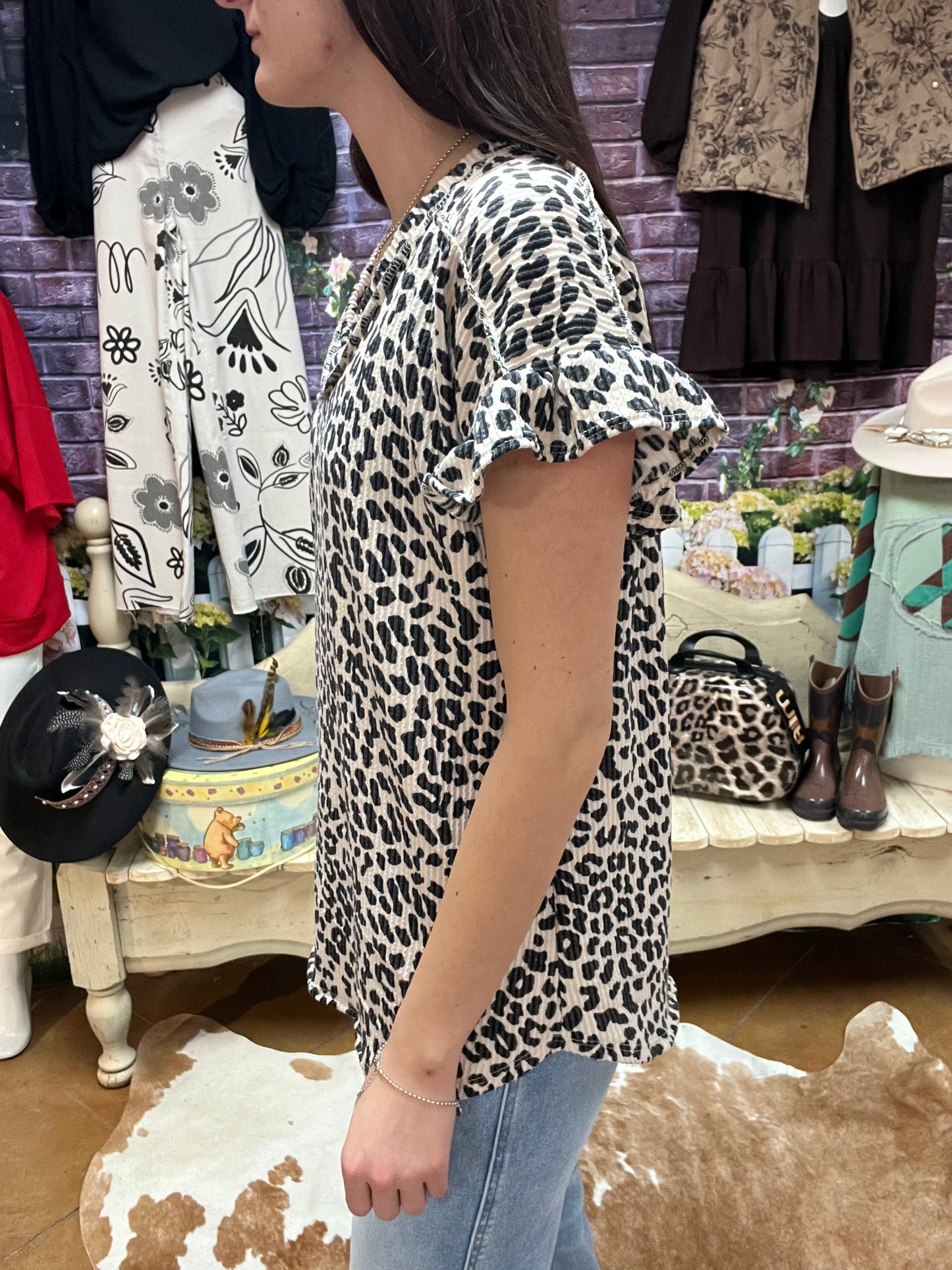 Plus Size Heimish Ribbed Cheetah Top