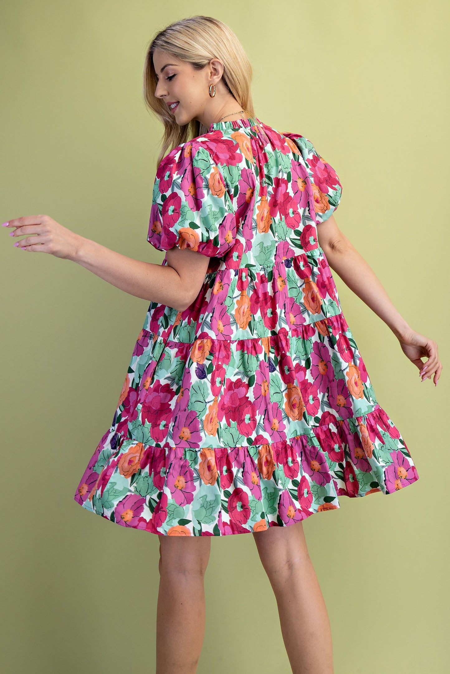 Vibrant Floral Tiered Dress