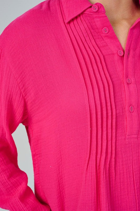 Blue Velvet Crinkle Cotton Blouse