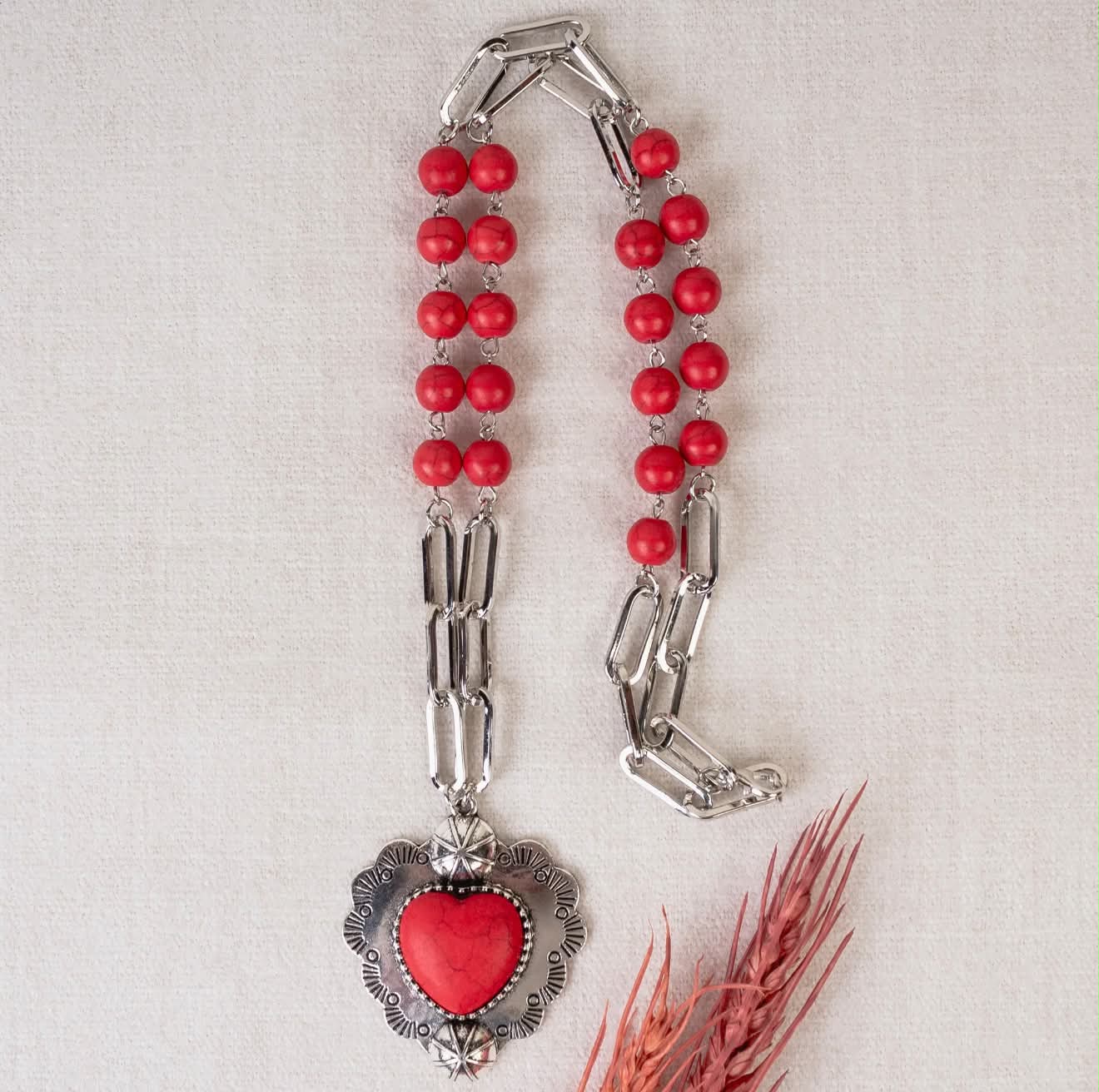 Valentine Squash Blossom heart Necklace