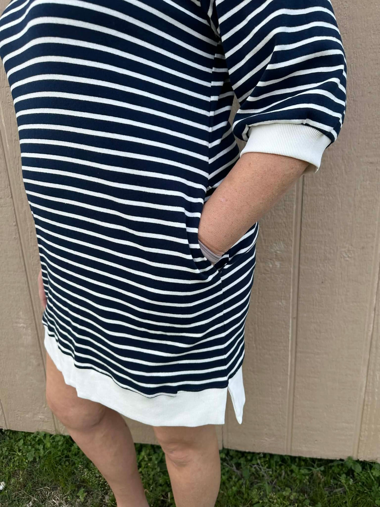 entro blue/white striped dress