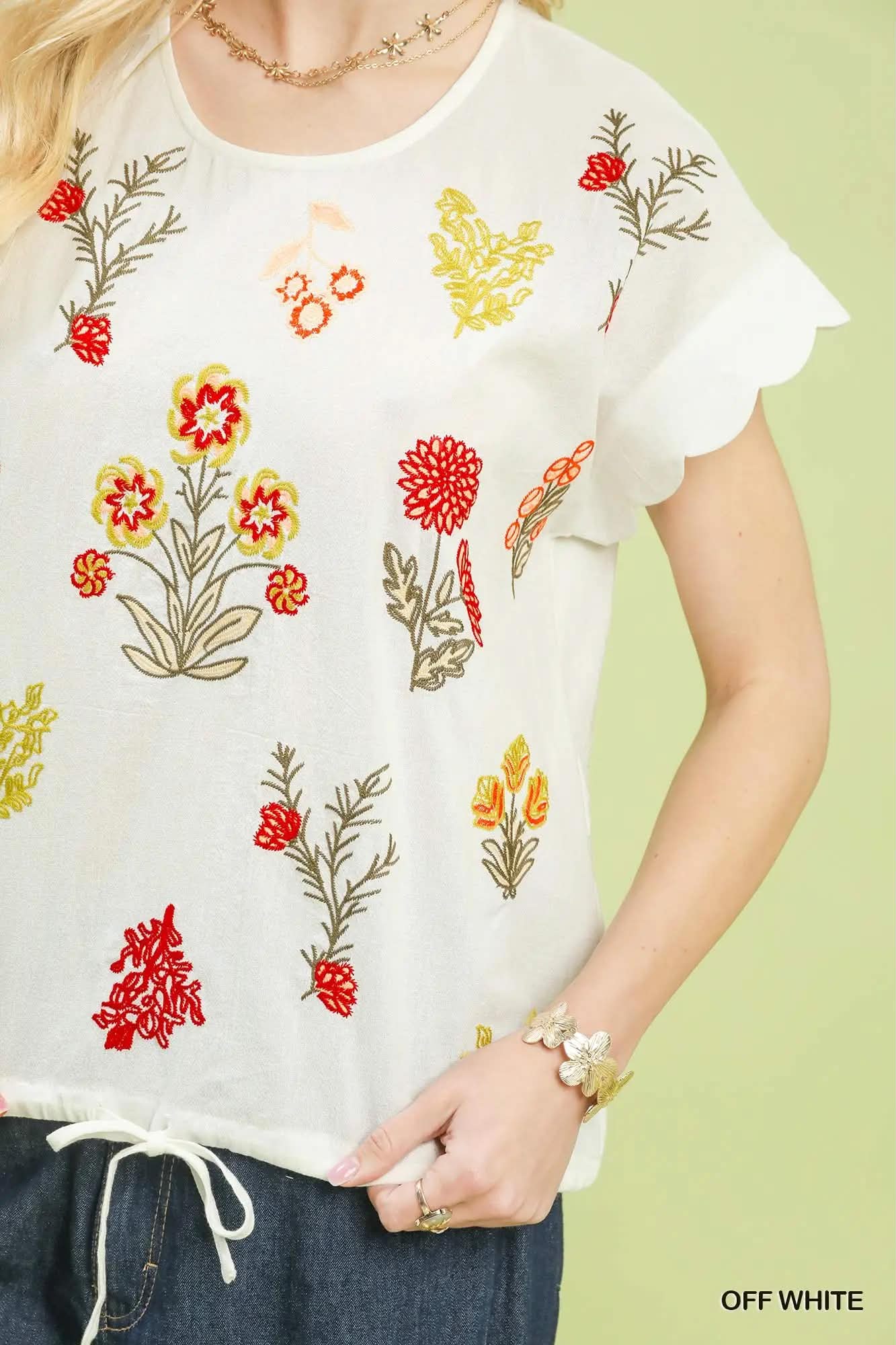 Umgee Embroidered Botanical Top