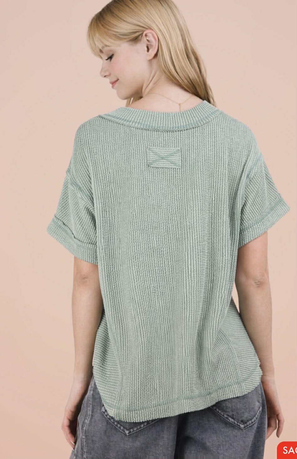 Very J ribbed v neck top