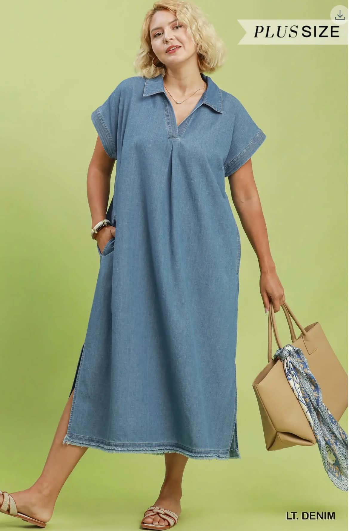 UMGEE STRAIGHT DENIM DRESS PLUS