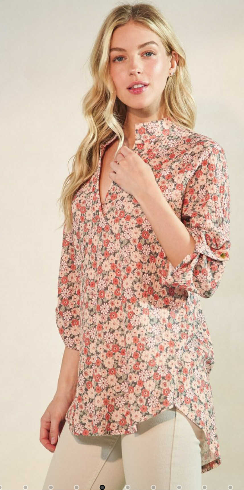 Heimish Plus Soft Floral Ribbed Top