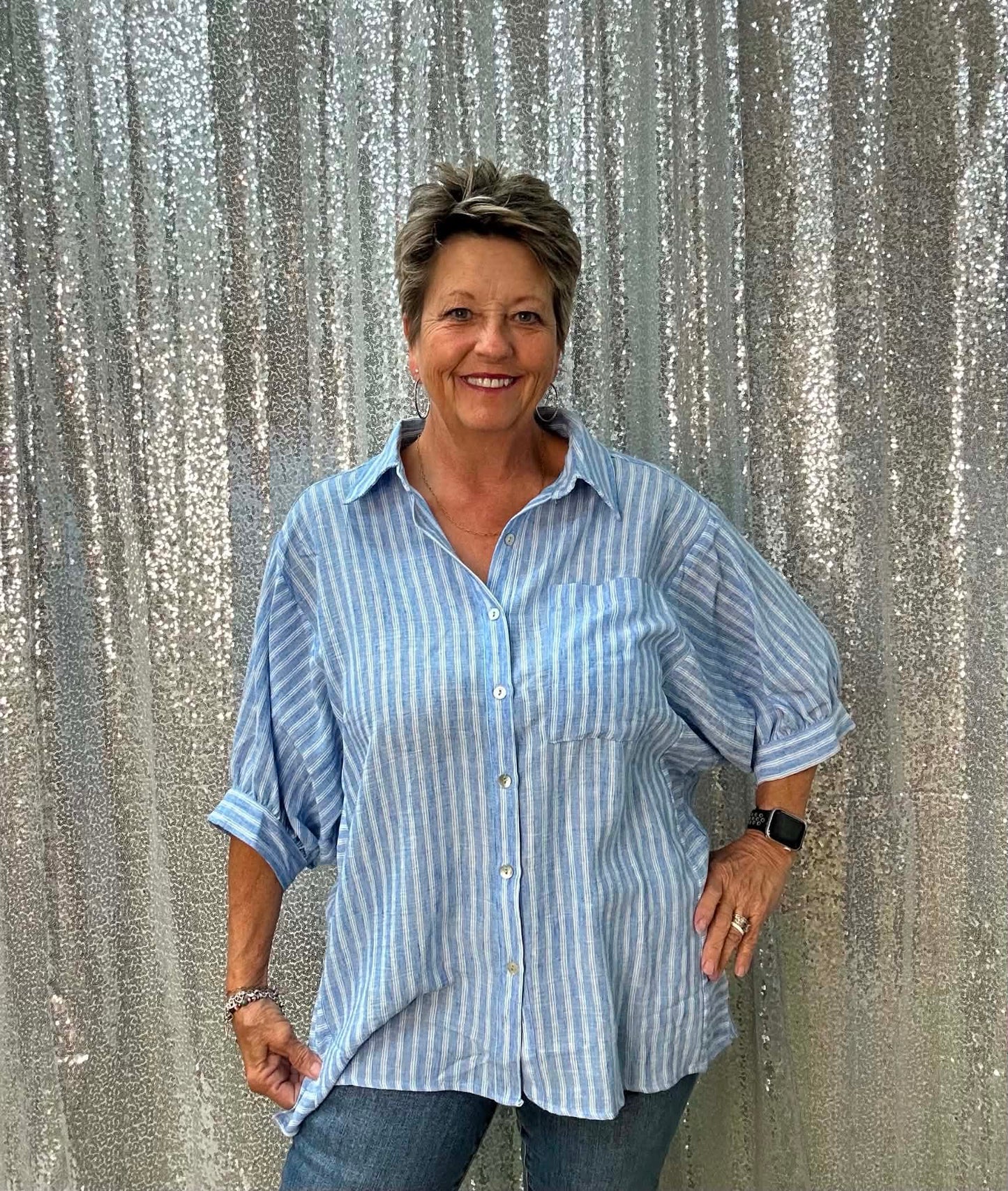 Very J Oversized Button down Top