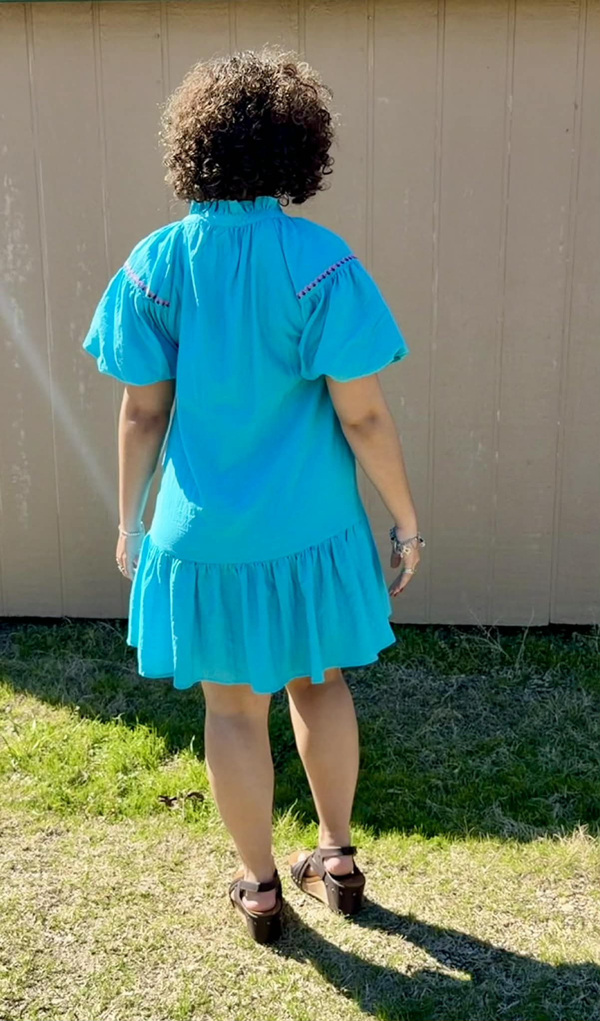 Umgee Boho floral Mini dress turquoise