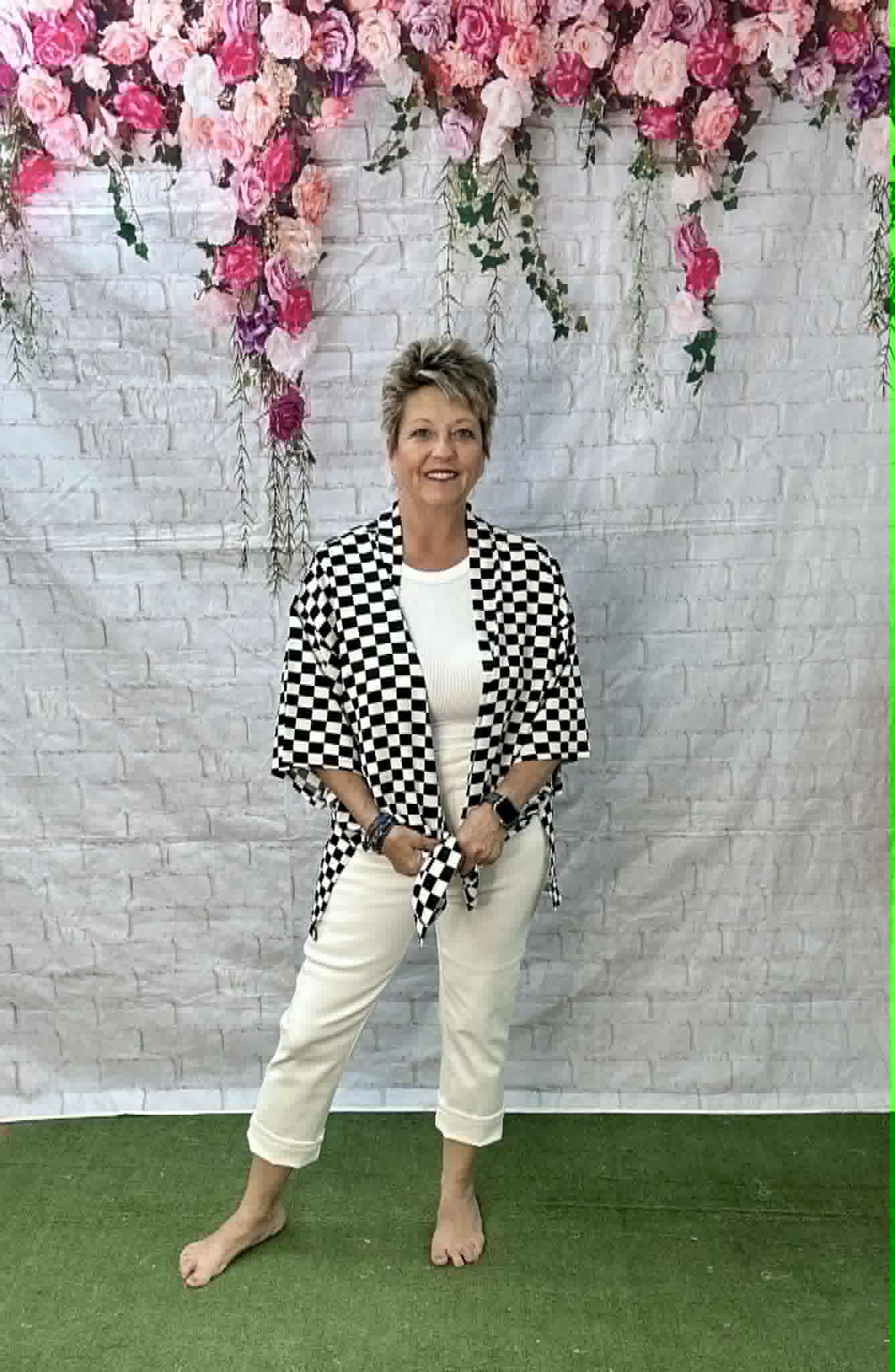 SUNSHINE & RODEOS CHECKED SHORT KIMONO