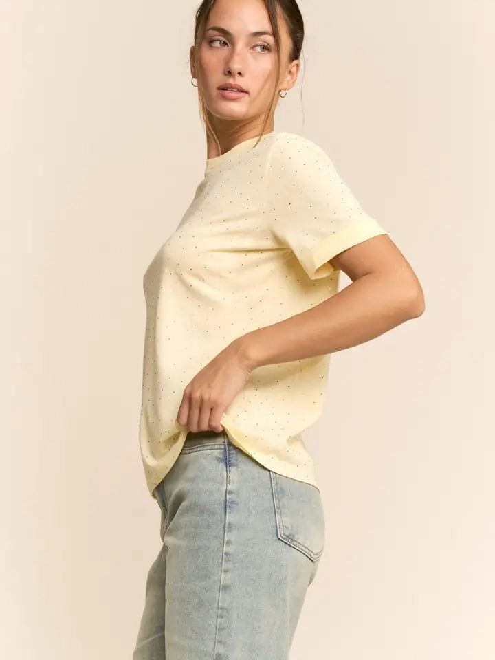 Davi & Dani Rhinestone Crew Neck Top PLUS