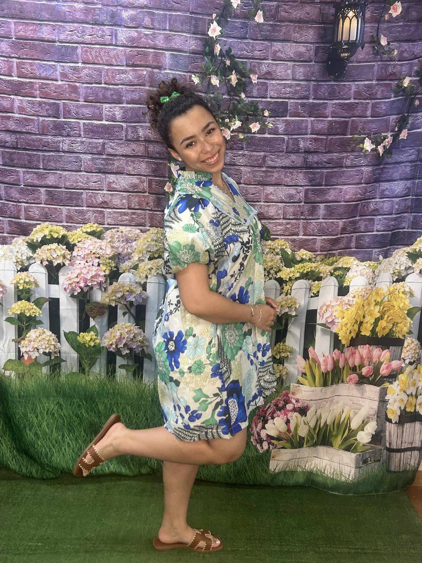 Umgee Blue Mix Floral Dress