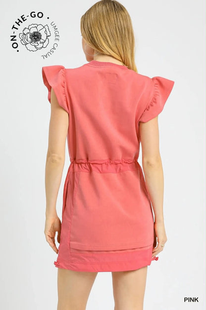 Umgee Luxeknit drawstring mini dress