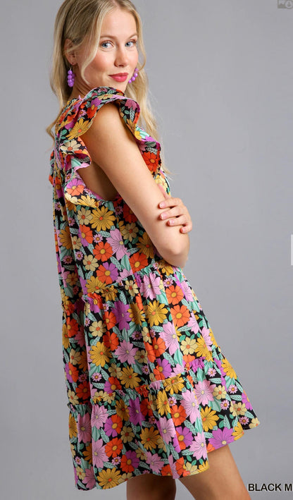 Umgee Floral Tiered Dress