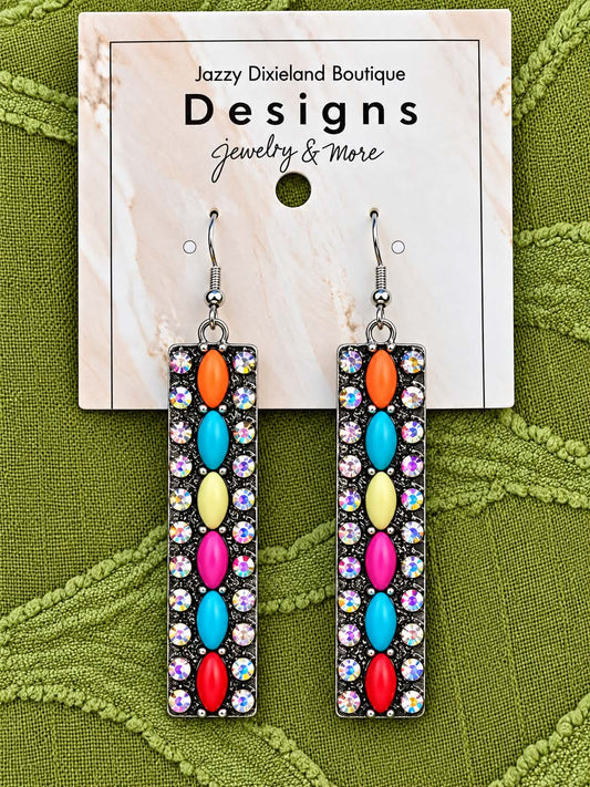Multicolored Beaded Statement Dangle Earrings