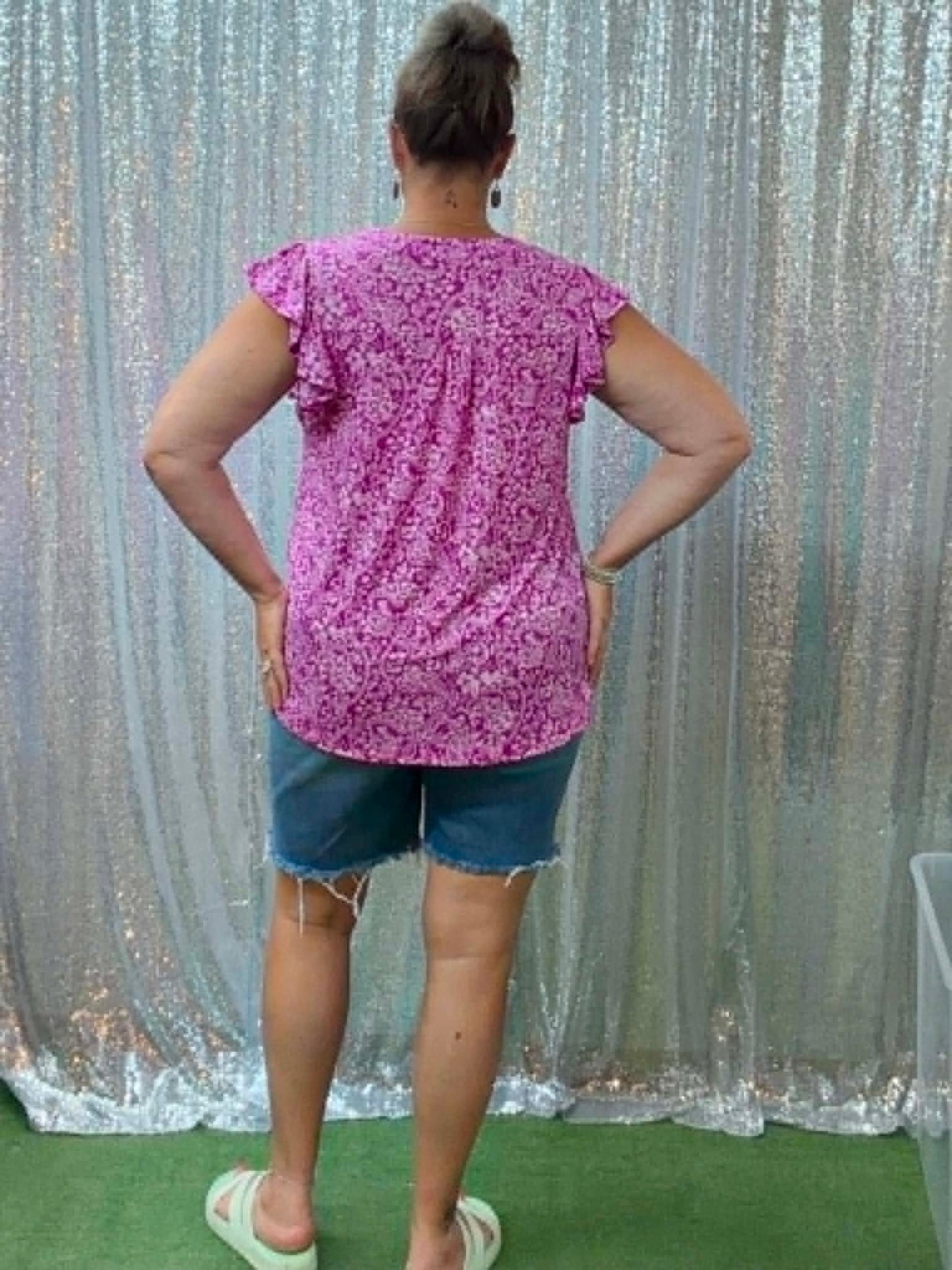 Dear Scarlett flutter sleeve top purple