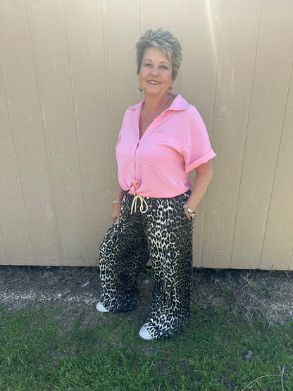 Leopard Wide Leg Sweapants