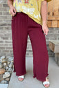 Umgee Wide Leg Crop Linen Pants