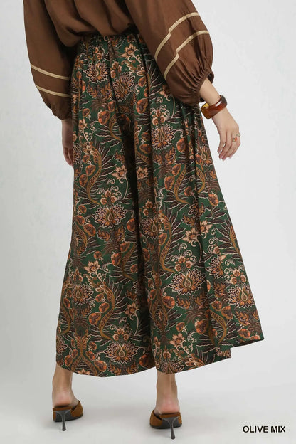 Umgee Printed Wide Leg Crops
