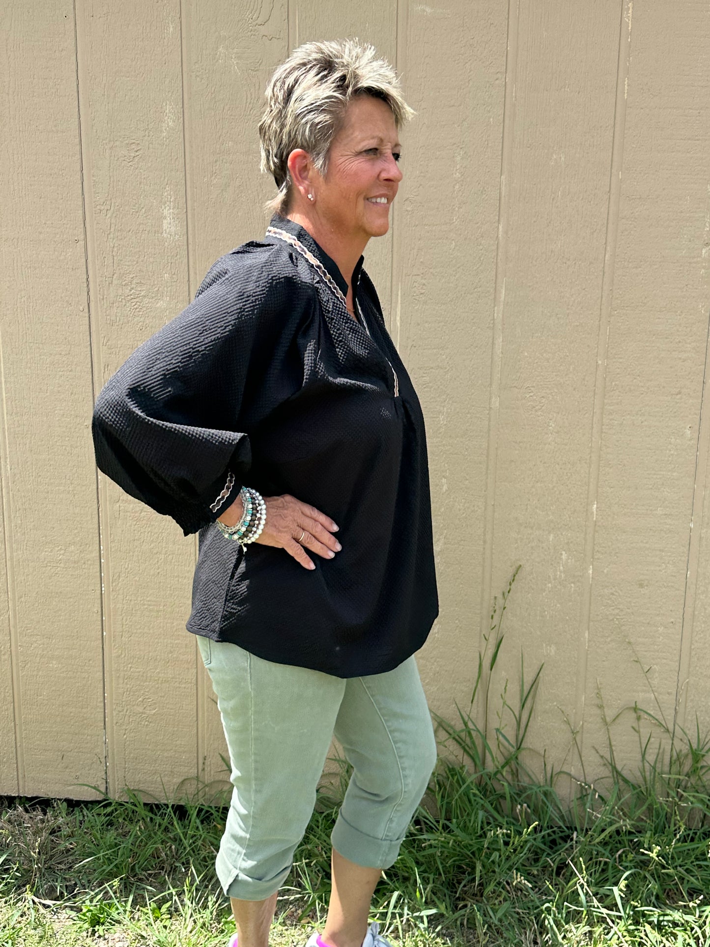 Lined leopard Umgee Top